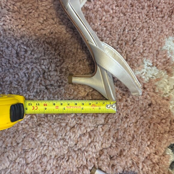 VTG TALBOTS Champagne Leather High Heels Open Toe Strappy Womens Sz 7M NEW-READ - Picture 4 of 7